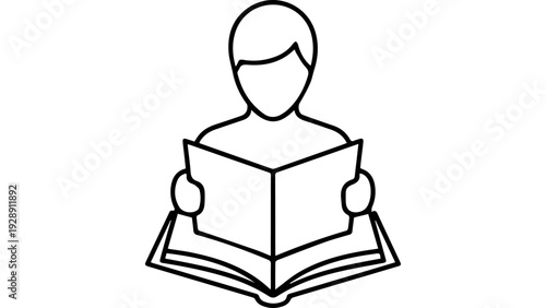 Premium vector of Person reading open book line icon vector isolated on white background