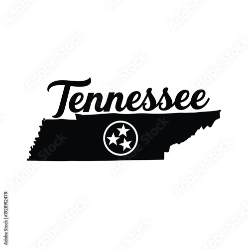 Vector illustration icon tennessee state silhouette with tristar emblem on a isolated