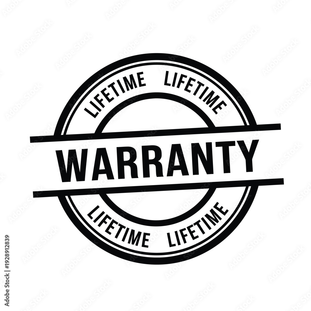 Fototapeta premium Vector illustration icon black warranty stamp with lifetime guarantee