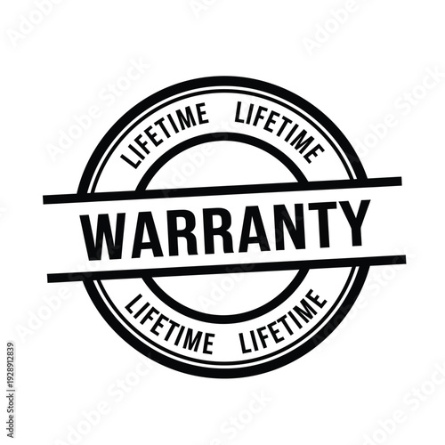 Vector illustration icon black warranty stamp with lifetime guarantee