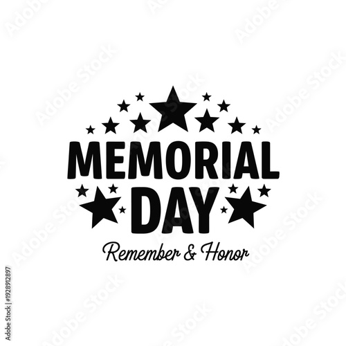 Vector illustration icon memorial day design with stars and remember honor text