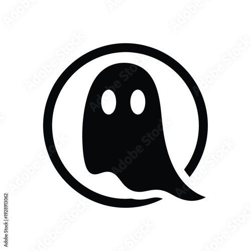 Vector illustration icon black ghost character illustration with simple design