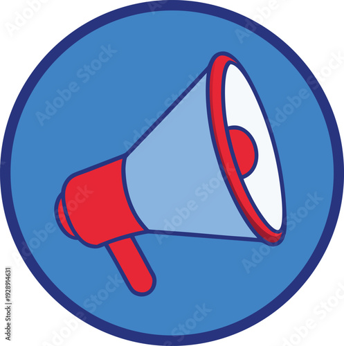 Red and blue megaphone with white background stylized vector illustration EPS PNG file