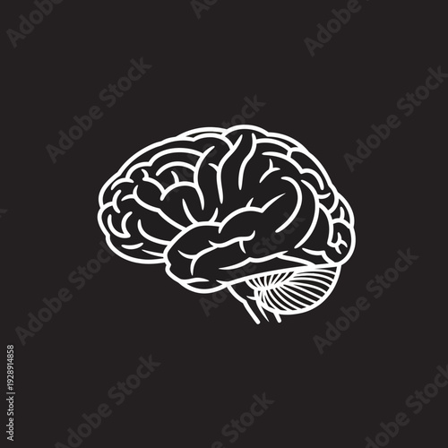 Abstract minimalist outline of a human brain, symbolizing knowledge, cognition, and medical science in a clean, modern design