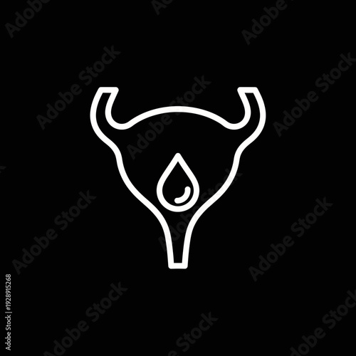 Detailed Vector Icon Illustrating Human Bladder Anatomy with a Liquid Drop Symbol, Ideal for Medical Diagrams and Healthcare Design Collections