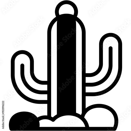 Desert Cactus Plant and Nature Travel Vector Icon