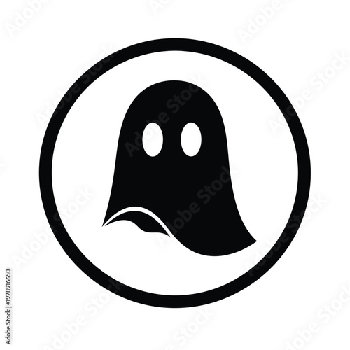 Vector illustration icon simple black ghost icon with eyes in a circular frame
