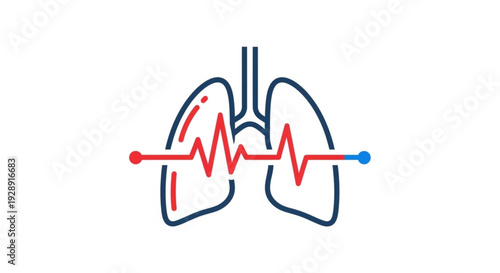 Lungs with heartbeat line medical symbol for health and cardiopulmonary function illustration