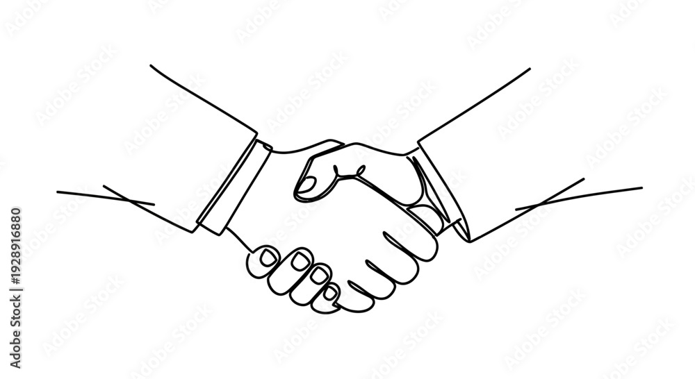Fototapeta premium Business Partnership Handshake - Continuous Line Drawing
