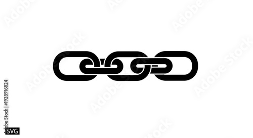 Black Metal Chain Links Isolated on White Background, Symbol of Connection
