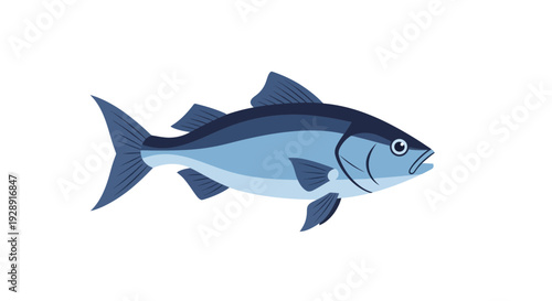 Blue Tuna Fish Swimming - Vector Illustration