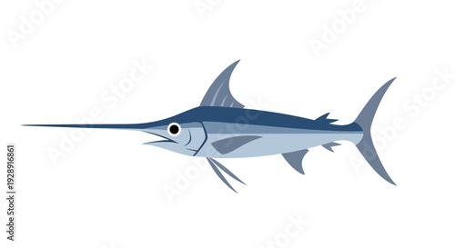 Blue Marlin Swordfish Isolated Vector Illustration