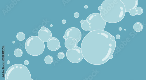 Light Blue Bubbles Floating on a Clean Blue Background