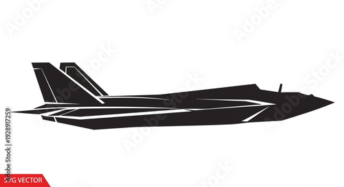 Modern Stealth Fighter Jet Silhouette, Military Aircraft Vector Art