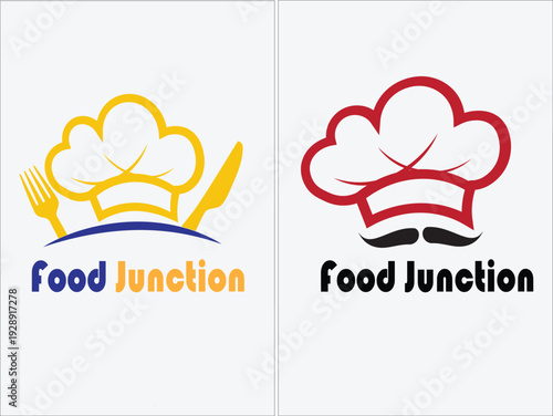 Culinary emblem set vibrant chef hat logos with utensils and mustaches representing culinary excellence food services and gastronomic delights for restaurant branding and eatery identity