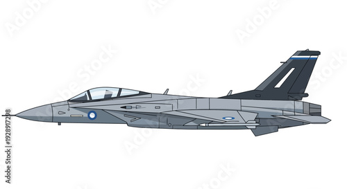 Modern Fighter Jet Silhouette, Military Aircraft Side View, Aviation Vector Art