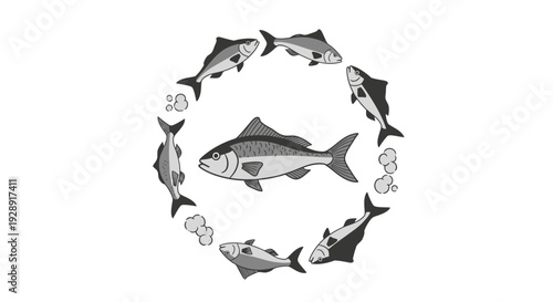 School of Fish Swimming in Circle