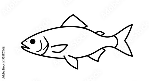 Simple Line Drawing of a Fish Icon