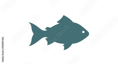 Simple Teal Fish Silhouette Icon on White Background