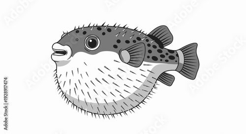 Spiky Pufferfish Illustration - Cute Aquatic Animal