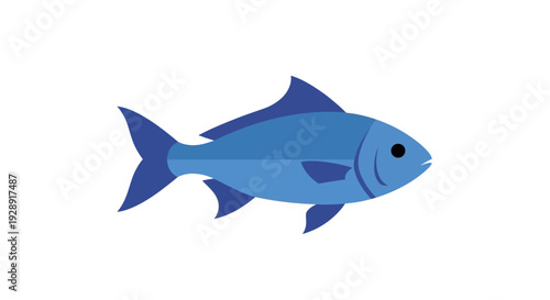 Stylized Blue Fish Illustration
