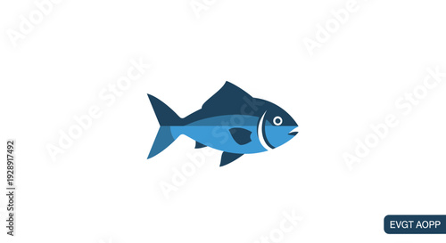 Stylized blue fish illustration on white background