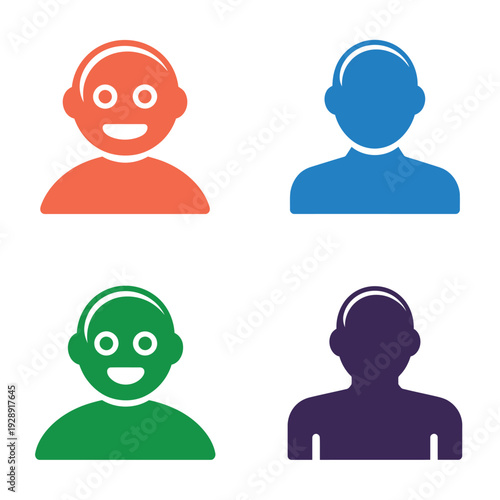 Minimal people avatar symbols set with simple head profiles for website placeholder, corporate intranet, HR recruitment fair, identity vector design