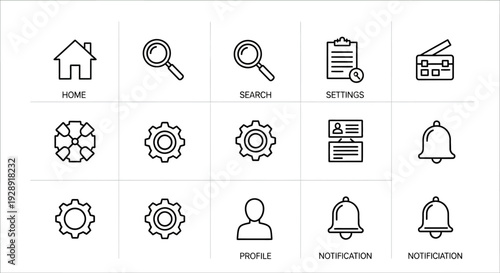 Set of Minimalist Outline Icons for Web and App Design