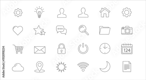 Set of Modern Line Icons for Web and Mobile Applications