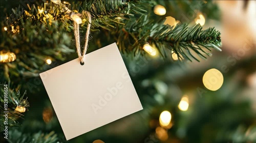 A festive Christmas ornament with a blank card.