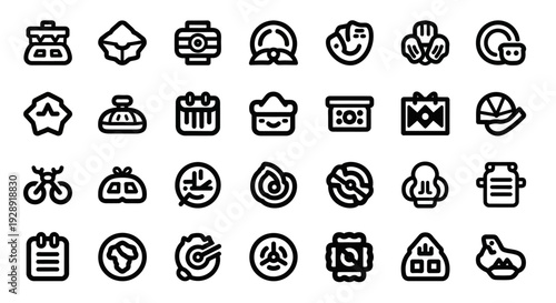 Set of Japanese Food Icons, Vector Line Art Collection