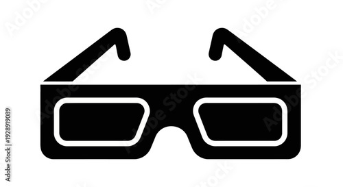 A pair of futuristic 3D glasses with white outlines on a black silhouette sits on a clean white background for teydhc concept reference.