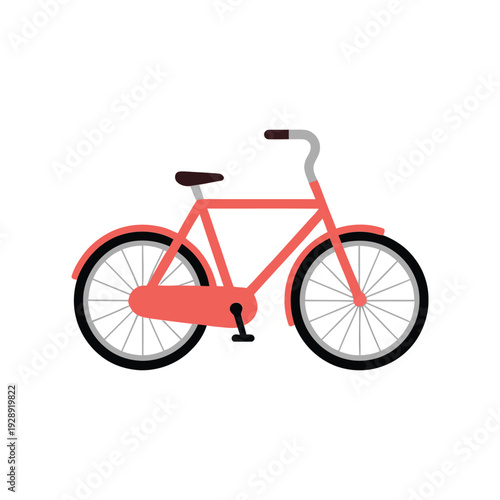 Red bicycle illustration, simple city bike vector for world bicycle day poster, eco transport campaign, healthy lifestyle sport design