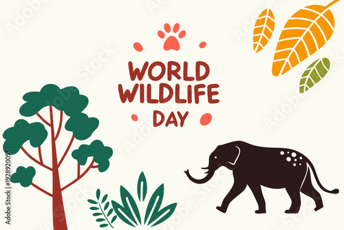 Endangered Animals and Nature Vector Illustration, World Wildlife Day Concept