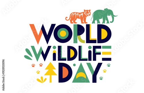 Wildlife Conservation Vector, World Wildlife Day Celebration Illustration