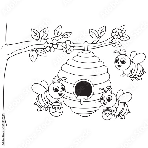 Busy Worker Bees in the Garden
