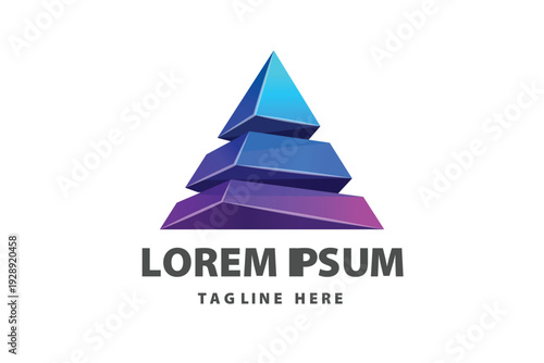 Abstract 3D Pyramid Triangle Logo Design