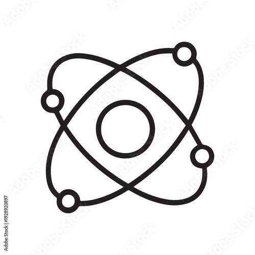 Atomic Network Hub Icon – Minimalist Line Art