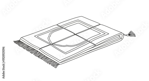 Ramadan illustration of a closed prayer mat with decorative design and tassel