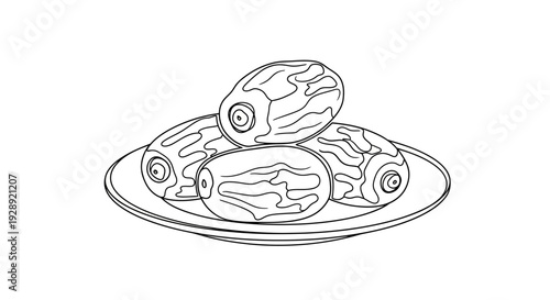 Ramadan food illustration of dates on a plate for iftar meal