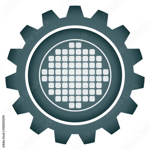 Silicon Wafer Semiconductor Gear Icon Vector PNG for Microchip Manufacturing and Hardware Tech Concept