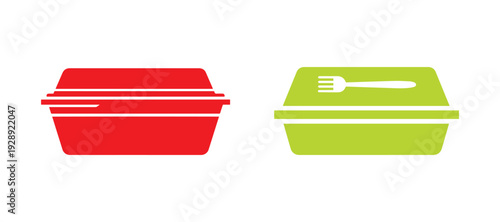 Disposable Lunch Box Icon, Takeout Food Container Symbol. Concept for Meal Prep or Delivery. Vector Illustration