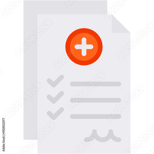 Insurance and Medical Contract Document Vector Icon