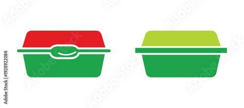 Takeout Food Container Symbol, Disposable Lunch Box Icon. Concept for Meal Prep or Delivery. Vector Illustration