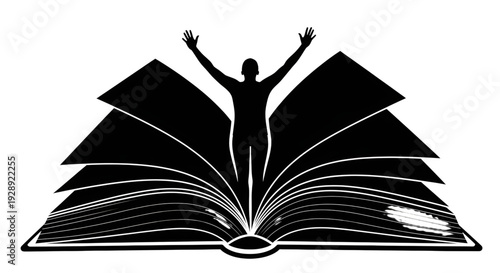 silhouette of a person kneeling and sewing together a broken human figure with a needle and thread.