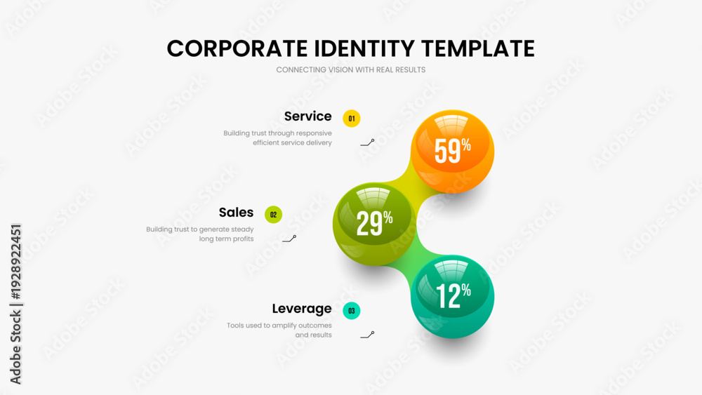 Fototapeta premium Sales Solution 3 Option Diagram Slideshow Template. Visual Plan Three Step Graph Frame Design. Elegant Campaign Presentation Layout Vector Illustration.