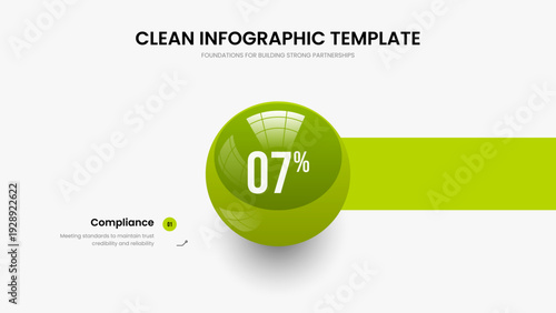 Elegant Insight 1 Element Chart Slideshow Layout. Enterprise Report Frame Template Vector Illustration. Colorful Briefing One Step Graph Presentation Design.