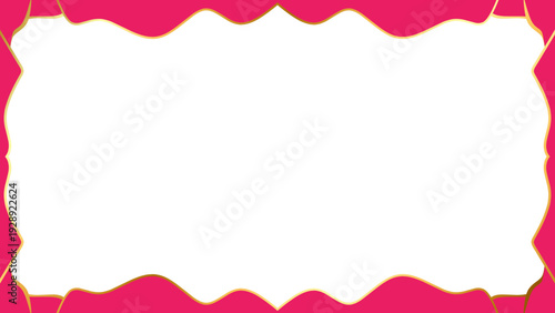 Vibrant pink decorative frame with golden accents, an elegant and ornate border for invitations, announcements, or creative graphic designs, offering ample copy space for personalized text