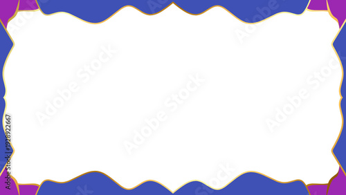 Decorative blue and purple border with golden trim, perfect for invitations, borders, and graphic design elements