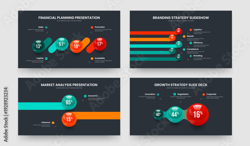 Educational Overview Four Five Two Three Step Diagram Frame Layout Vector Illustration Set. Professional Insight 4 5 2 3 Element Infographic Presentation Template Collection.